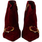 Dolce & Gabbana Elegant Bordeaux Velvet Ankle Boots