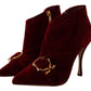 Dolce & Gabbana Elegant Bordeaux Velvet Ankle Boots