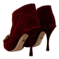 Dolce & Gabbana Elegant Bordeaux Velvet Ankle Boots