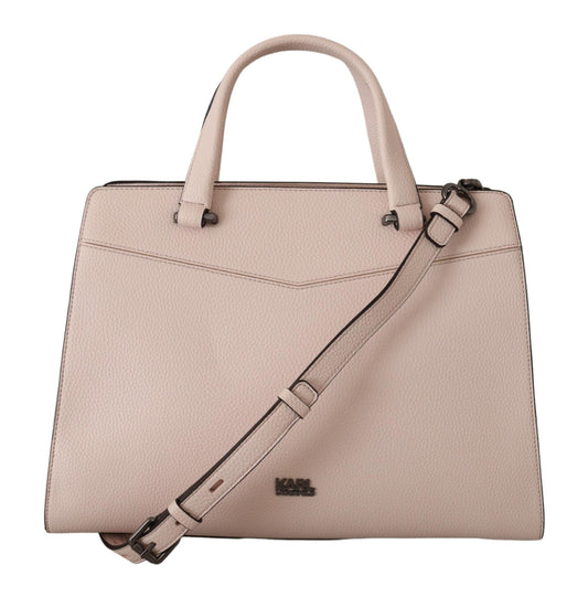 Karl Lagerfeld Elegant Light Pink Leather Tote Shoulder Bag