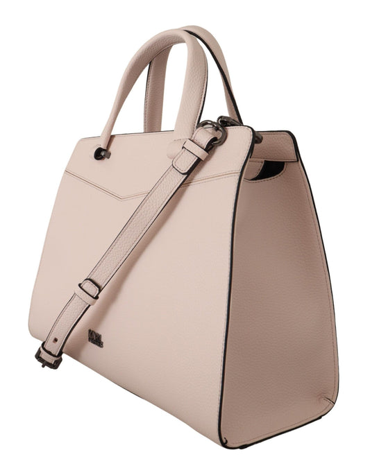 Karl Lagerfeld Elegant Light Pink Leather Tote Shoulder Bag