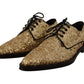 Dolce & Gabbana Elegant Golden Sequined Brogue Dress Shoes