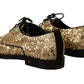 Dolce & Gabbana Elegant Golden Sequined Brogue Dress Shoes