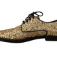 Dolce & Gabbana Elegant Golden Sequined Brogue Dress Shoes