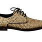 Dolce & Gabbana Elegant Golden Sequined Brogue Dress Shoes