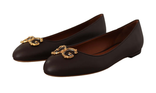 Dolce & Gabbana Elegant Leather Loafer Flats in Brown