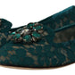 Dolce & Gabbana Elegant Crystal Buckle Lace Ballet Flats