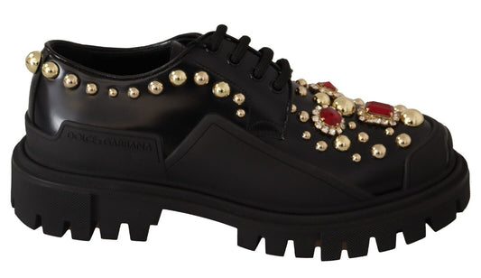 Dolce & Gabbana Elegant Crystal-Embellished Derby Shoes