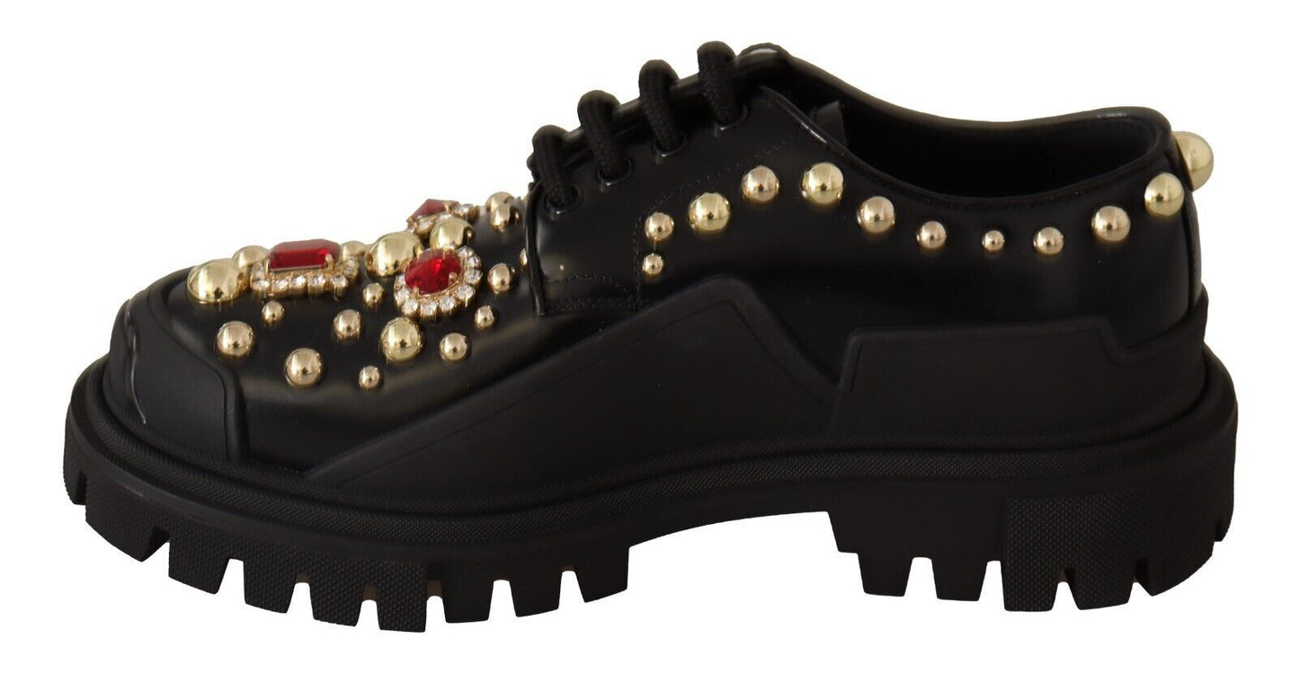 Dolce & Gabbana Elegant Crystal-Embellished Derby Shoes