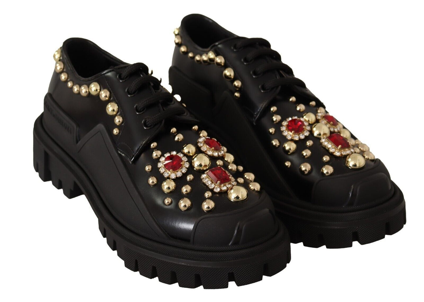 Dolce & Gabbana Elegant Crystal-Embellished Derby Shoes