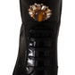 Dolce & Gabbana Crystal-Embellished Mid-Calf Combat Boots