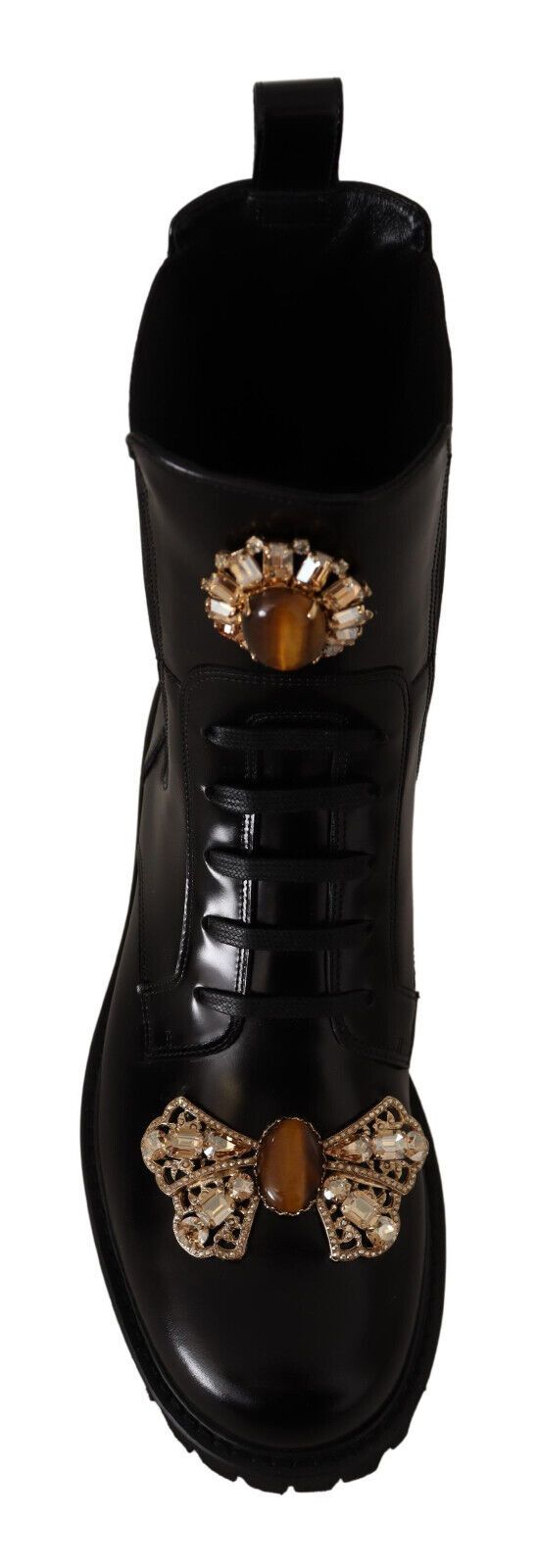 Dolce & Gabbana Crystal-Embellished Mid-Calf Combat Boots