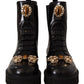 Dolce & Gabbana Crystal-Embellished Mid-Calf Combat Boots