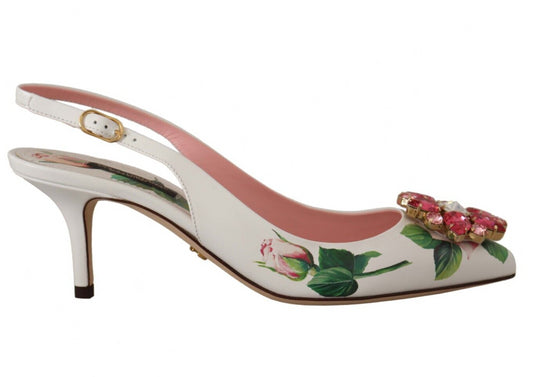 Dolce & Gabbana Ethereal Floral Embellished Slingback Heels