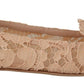 Dolce & Gabbana Elegant Beige Lace Ballet Flats with Crystal Buckle