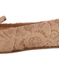 Dolce & Gabbana Elegant Beige Lace Ballet Flats with Crystal Buckle