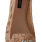 Dolce & Gabbana Elegant Beige Lace Ballet Flats with Crystal Buckle