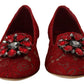 Dolce & Gabbana Radiant Red Lace Ballet Flats with Crystal Buckle