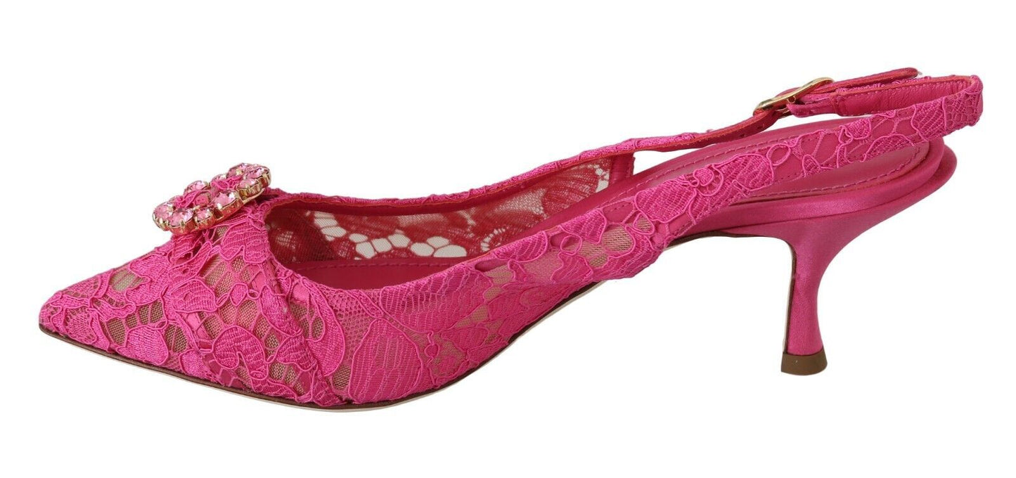 Dolce & Gabbana Elegant Pink Lace Slingback Heels