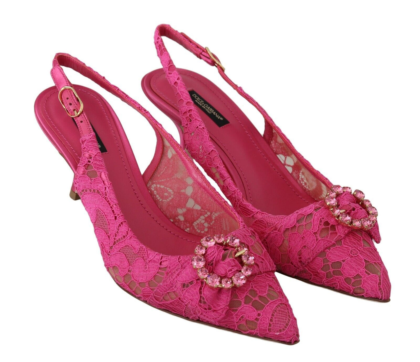 Dolce & Gabbana Elegant Pink Lace Slingback Heels