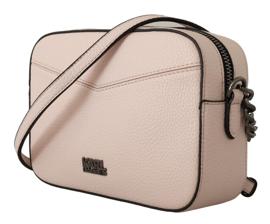 Karl Lagerfeld Chic Mauve Light Pink Leather Camera Bag