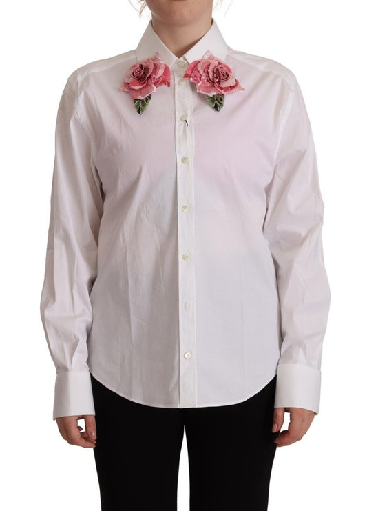 Dolce & Gabbana Elegant Floral Sequined Collared Shirt