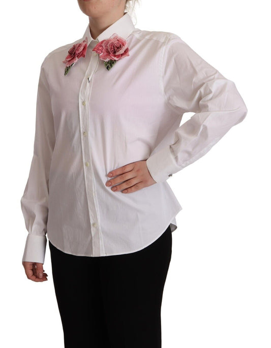 Dolce & Gabbana Elegant Floral Sequined Collared Shirt