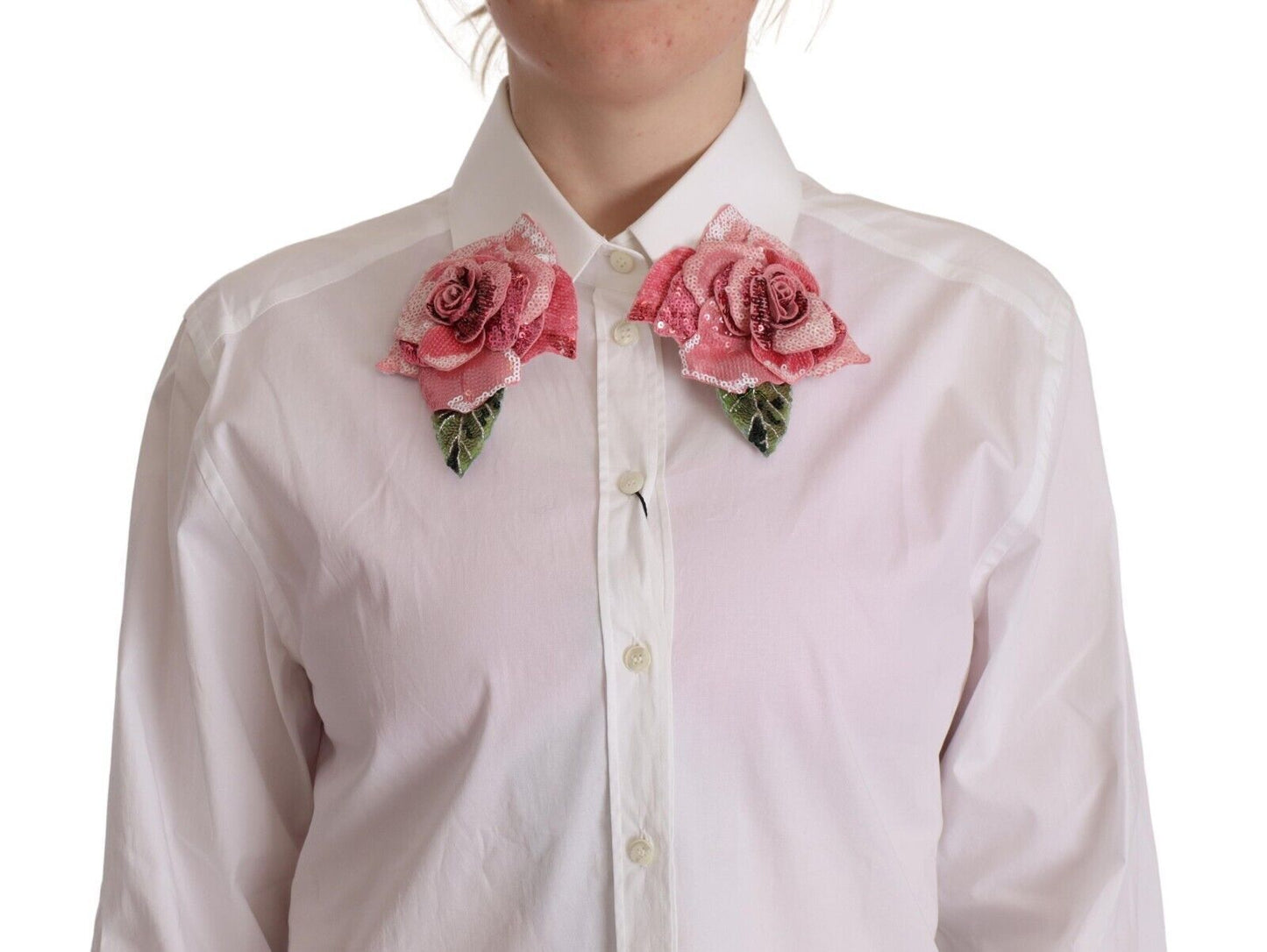 Dolce & Gabbana Elegant Floral Sequined Collared Shirt