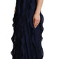 Blumarine Elegant Navy Blue Sweetheart Ruffled Dress