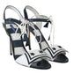 Dolce & Gabbana Striped Elegance Leather Heel Sandals