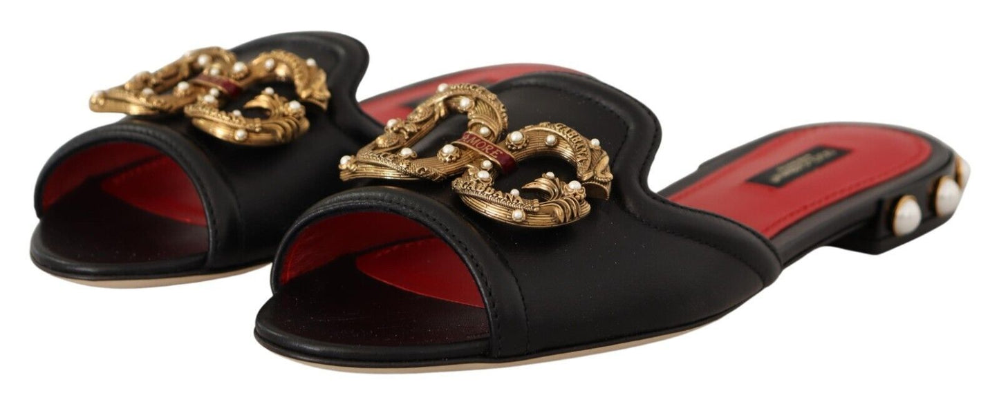 Dolce & Gabbana Elegant Amore Embellished Leather Sandals