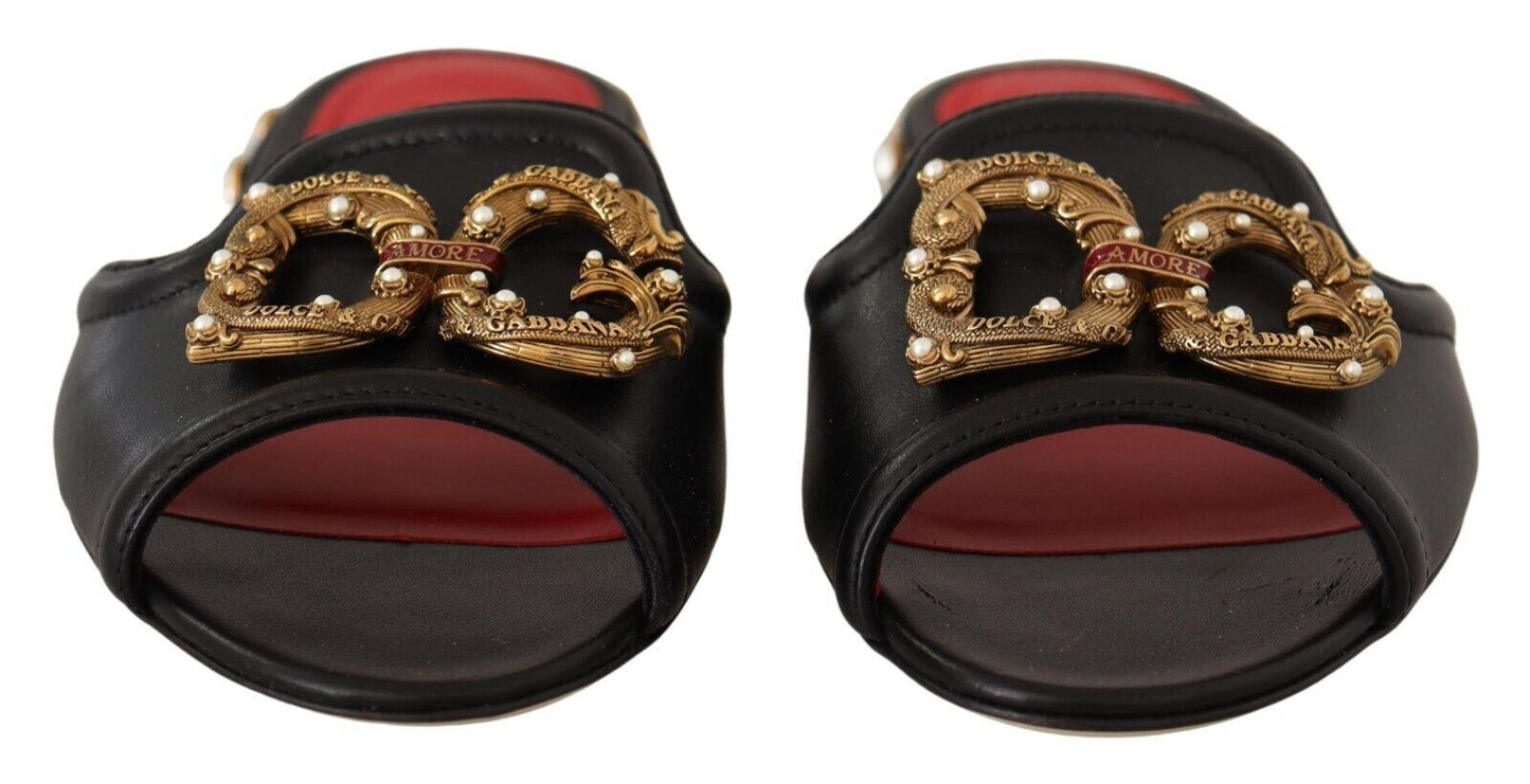 Dolce & Gabbana Elegant Amore Embellished Leather Sandals