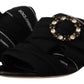 Dolce & Gabbana Elegant Black Crystal-Embellished Slides