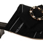 Dolce & Gabbana Elegant Black Crystal-Embellished Slides