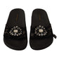 Dolce & Gabbana Elegant Floral Lace Crystal-Embellished Slides