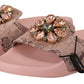 Dolce & Gabbana Floral Lace Crystal Embellished Slide Flats