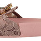 Dolce & Gabbana Floral Lace Crystal Embellished Slide Flats