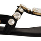 Dolce & Gabbana Elegant Crystal Embellished Leather Sandals