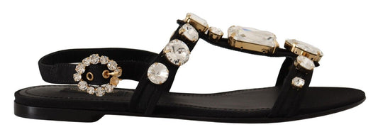 Dolce & Gabbana Elegant Crystal Embellished Leather Sandals