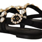 Dolce & Gabbana Elegant Crystal Embellished Leather Sandals