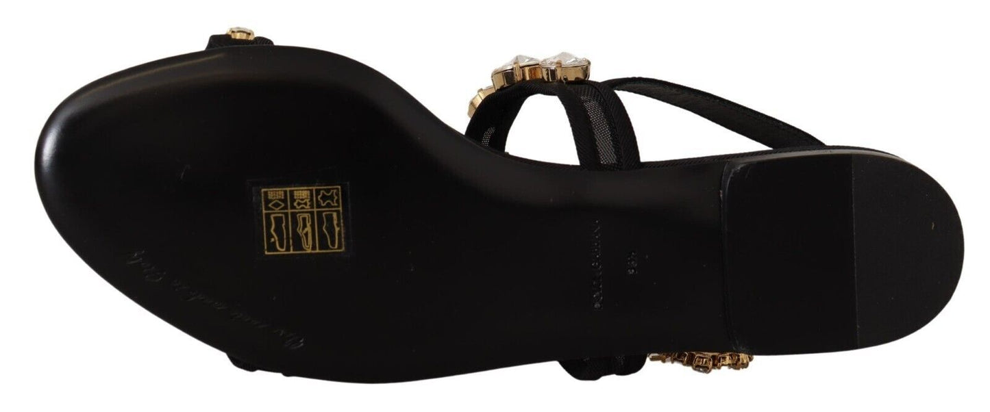 Dolce & Gabbana Elegant Crystal Embellished Leather Sandals