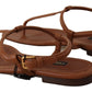 Dolce & Gabbana Elegant Leather T-Strap Flat Sandals