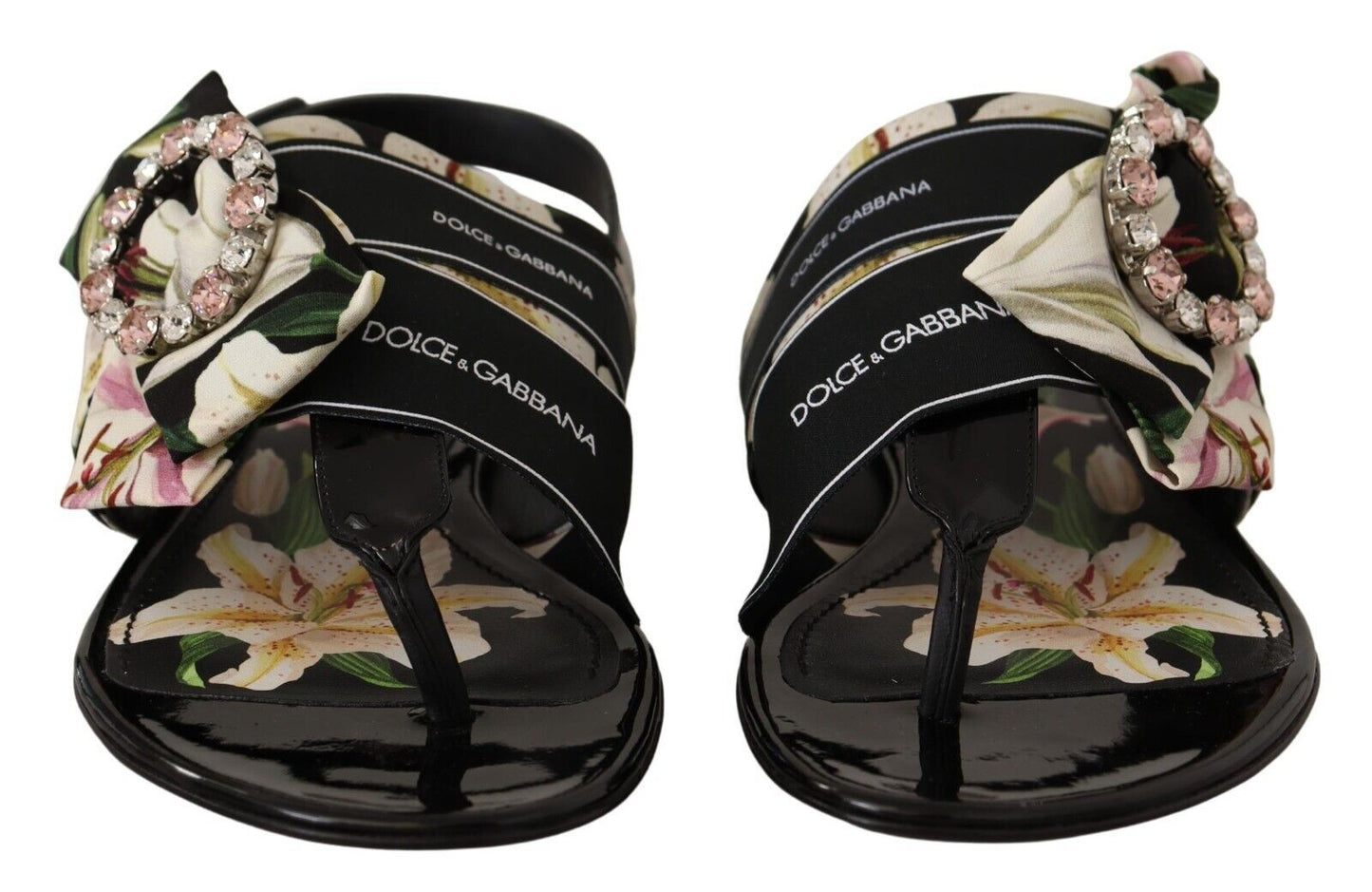 Dolce & Gabbana Floral Crystal-Embellished Silk Slide Sandals