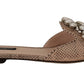 Dolce & Gabbana Crystal Embellished Nude Leather Slides