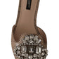 Dolce & Gabbana Crystal Embellished Nude Leather Slides