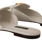 Dolce & Gabbana Elegant White Flat Sandals with DG Logo Embellishment