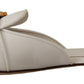 Dolce & Gabbana Elegant White Flat Sandals with DG Logo Embellishment