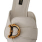 Dolce & Gabbana Elegant White Flat Sandals with DG Logo Embellishment