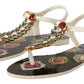 Dolce & Gabbana T-Strap Heart Crystal Embellished Sandals