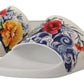 Dolce & Gabbana Chic Floral Print Leather Flat Sandals